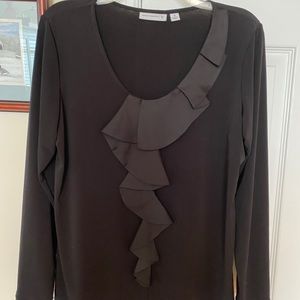 Susan Graver Ruffle Front Shirt Sz M